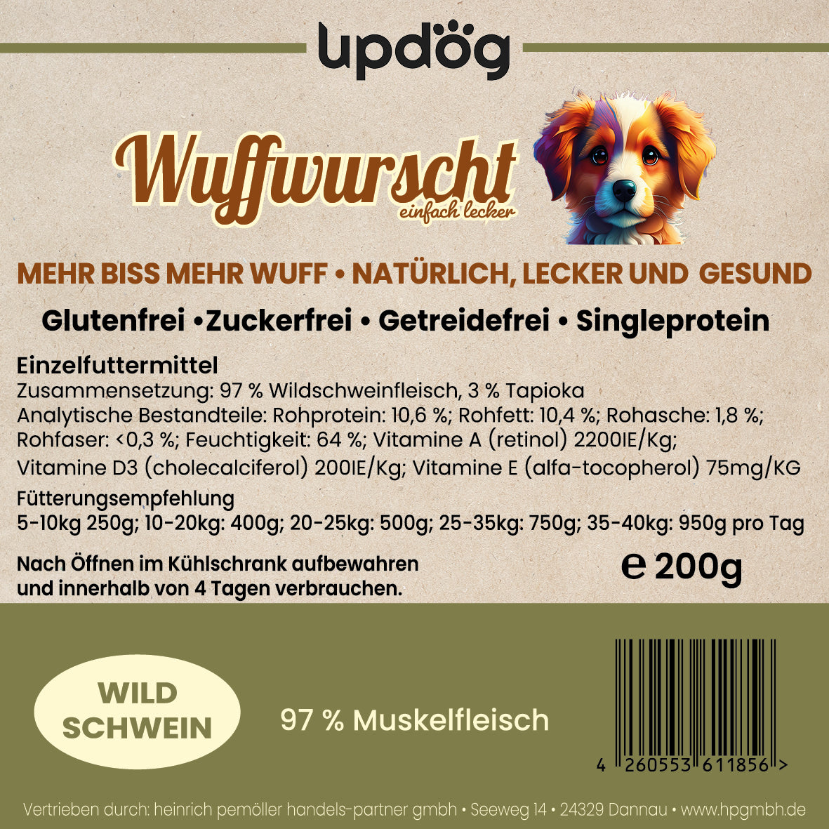 updog Wuffwurscht Wildschwein 200g